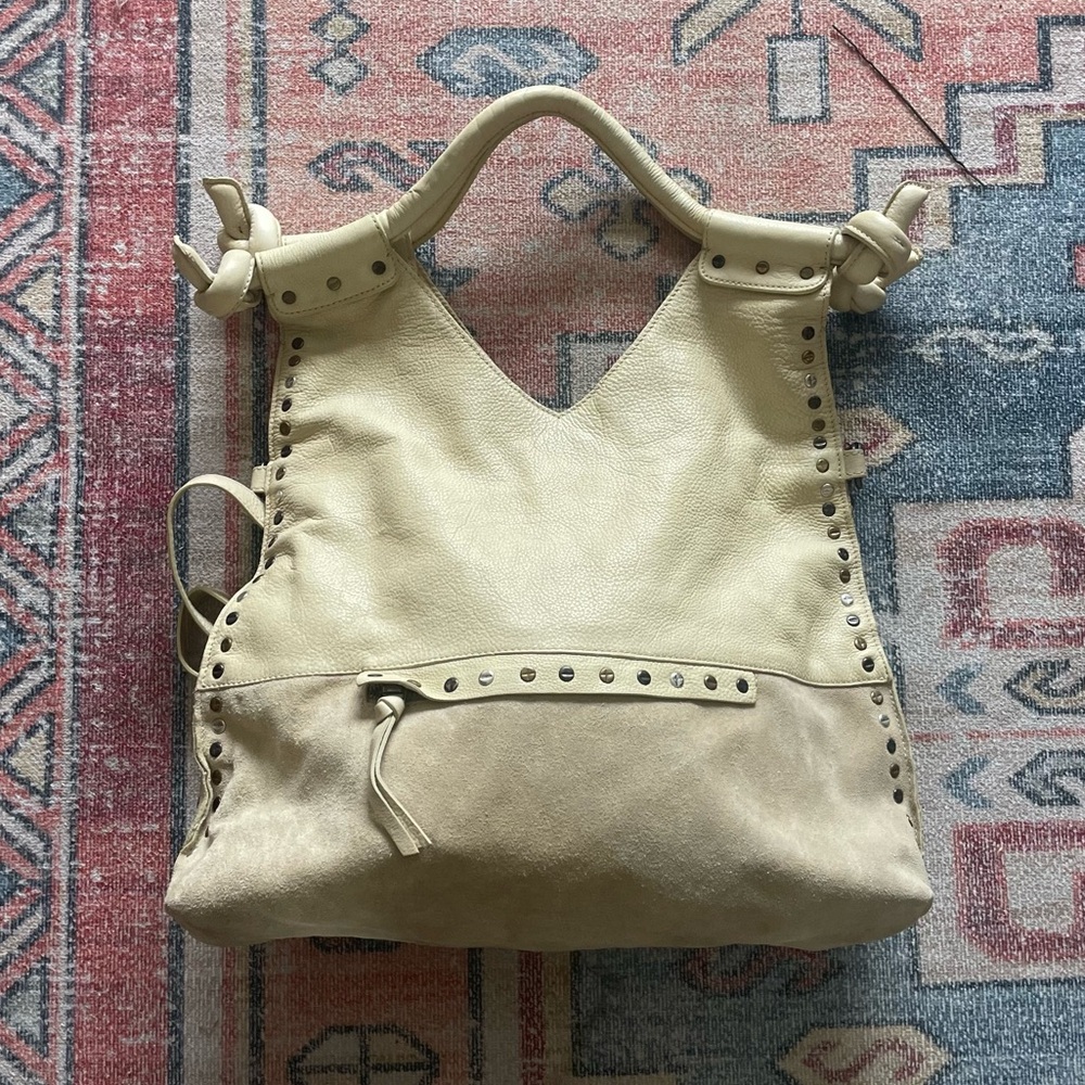Free People Studded Tote / Crossbody, Light Tan/Cream
